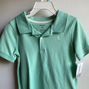 Carters 5t mint green polo NWT